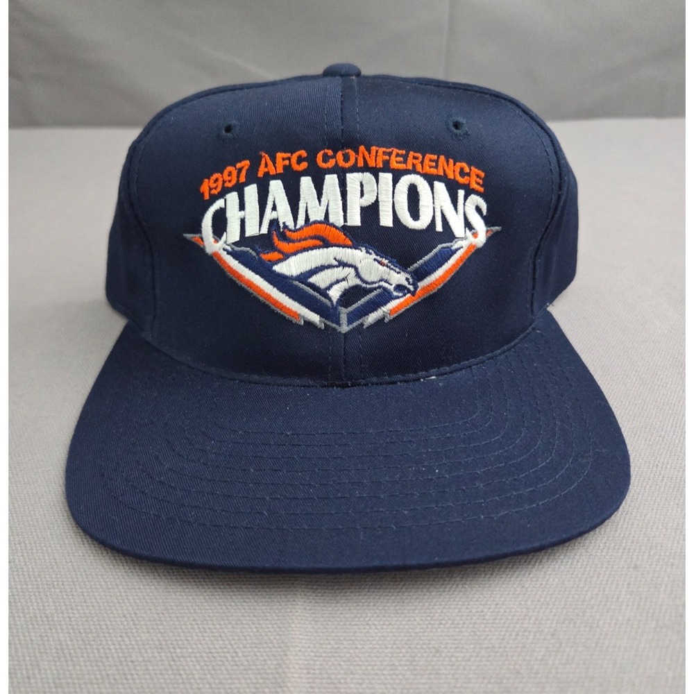 Vintage Denver Broncos Hat Mens Snapback Blue 97' Conference Champions NFL Cap